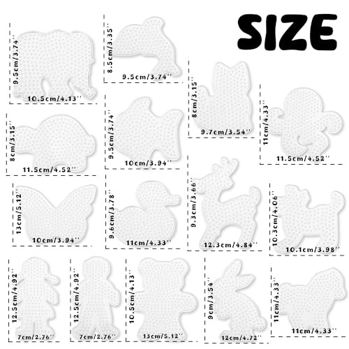 15 PCS 5mm Fuse Beads Boards Clear Plastic Fuse Beads Pegboards for Kids DIY Craft Bead
