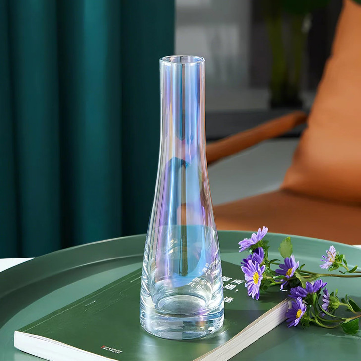 8.3'' Single Flower Vase, Small Glass Bud Vase Clear Single Stem Rose Vase