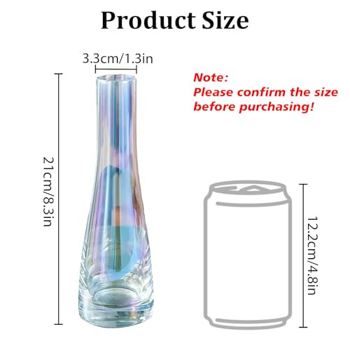8.3'' Single Flower Vase, Small Glass Bud Vase Clear Single Stem Rose Vase