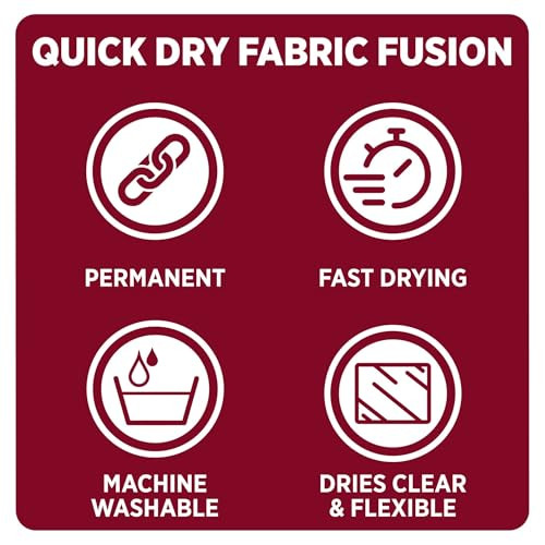 Aleene's Quick Dry Fabric Fusion, Fast-Drying Permanent Fabric Glue, Stong Bond Dries Soft and Clear in Minutes, 1.5