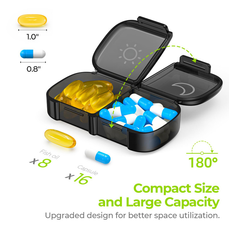 AUVON Weekly Pill Organizer 2 Times a Day, One-Side Large Opening, EasyUse