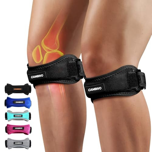 CAMBIVO 2 Pack Patella Tendon Knee Straps, Knee Brace for Women & Men with Extra Straps, Patella Bands for Pain