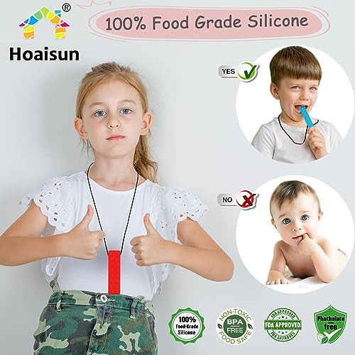 Chewy Necklaces for Sensory Kids, 6 Pack Chew Necklaces for Sensory Boys and Girls with Autism, ADHD, SPD, Chewing,
