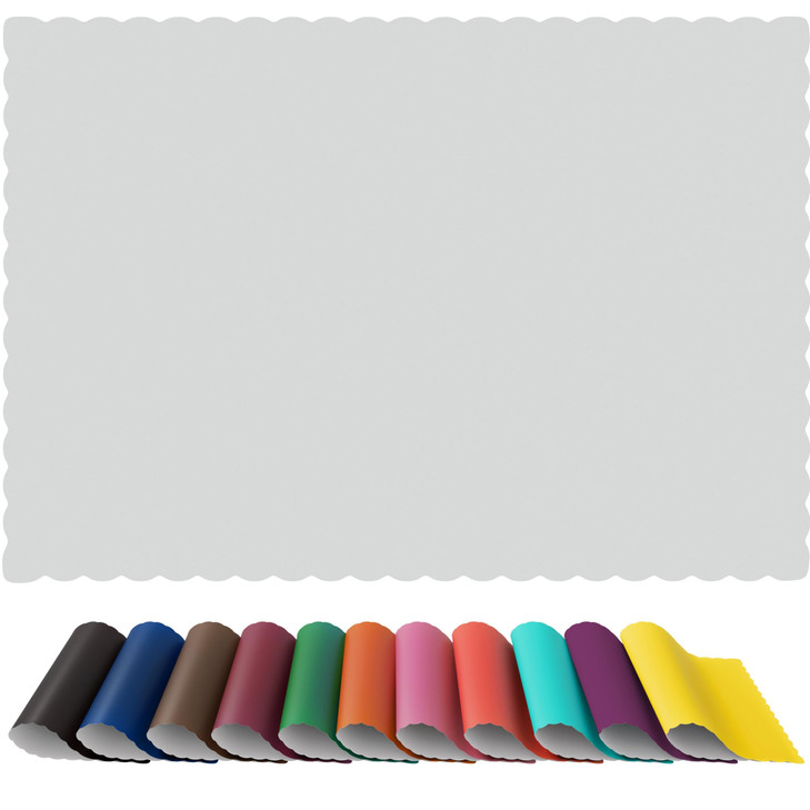 Disposable Paper Placemats, Scalloped Edge Table Mats, White, Pack of 100