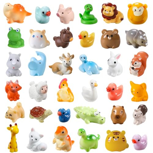 DIYDEC 40pcs Mini Resin Animal 40 Styles Tiny Resin Animals Miniature Little Small Animal Figures Bulk for Micro Fairy
