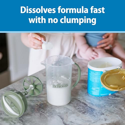 Dr. Brown's Baby Formula Mixing Pitcher with Adjustable Stopper, Locking Lid, and No Drip Spout, 36 oz, BPA-Free,
