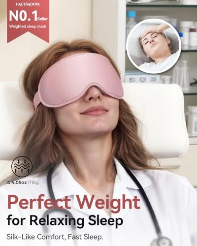 FACEMOON 3D Blackout Weighted Sleep Mask for Women, Nurse Essentials, Pink