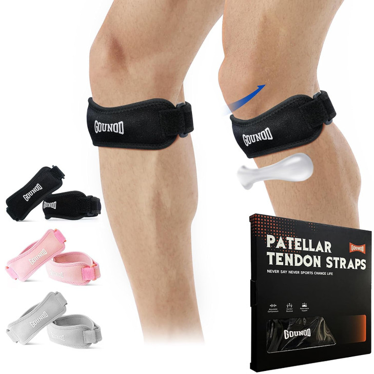 GOUNOD Patellar Tendon Support Strap 2 Pack,Knee Strap for Knee Pain Relief,Patella Band for Basketball, Jumpers Knee,
