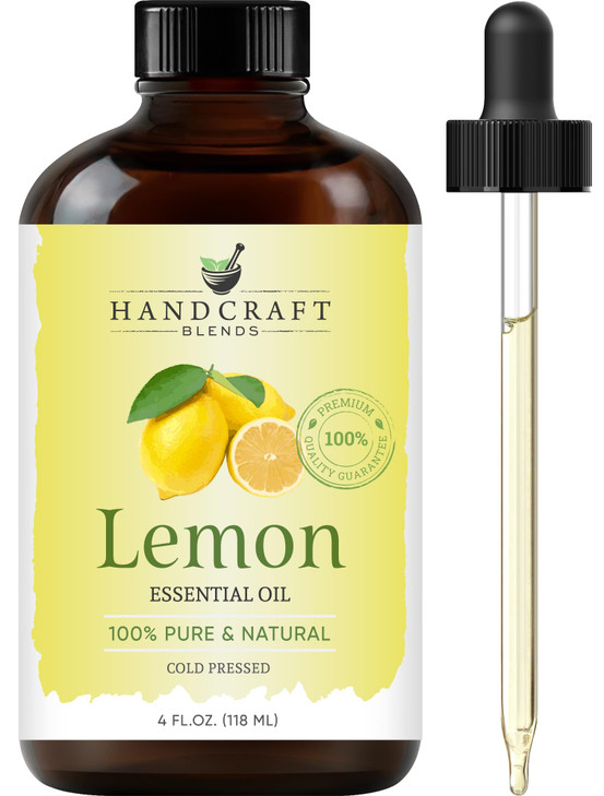 Handcraft Blends Lemon Essential Oil  Huge 4 Fl Oz  100% Pure and Natural  Premium Grade Essential Oil for Diffuser