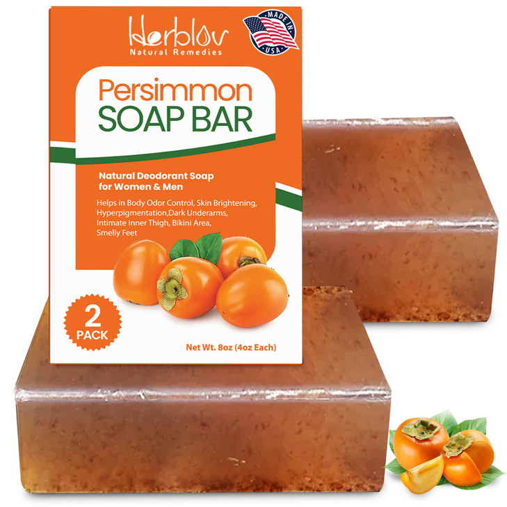 Herblov Persimmon Soap Bar for Body Odor Control  Purifying Deodorizing Body Wash for Eliminating Body Odor  Great