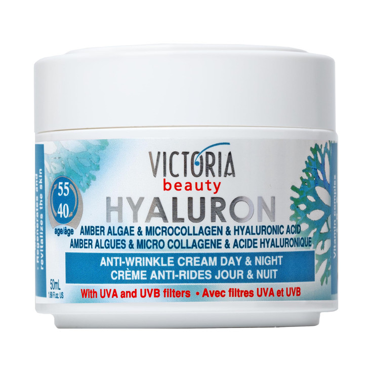 Hyaluron & Amber Algae Anti-Aging Day and Night Cream with Micro-Collagen and Hyaluronic Acid for Age 40 and Above -