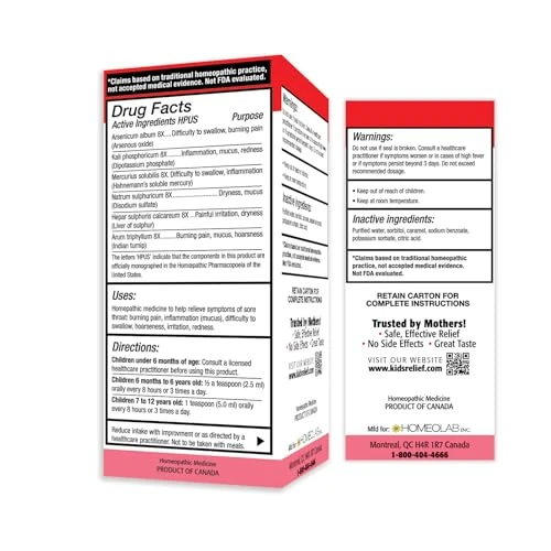 Kids Relief Kids Relief Throat Ease Syrup for Ages 0-12, 3.4 Fl Ounce
