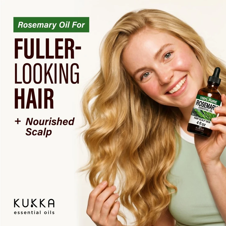 Kukka 100% Pure Rosemary Essential Oil for Skin, Diffuser, 4 Fl Oz