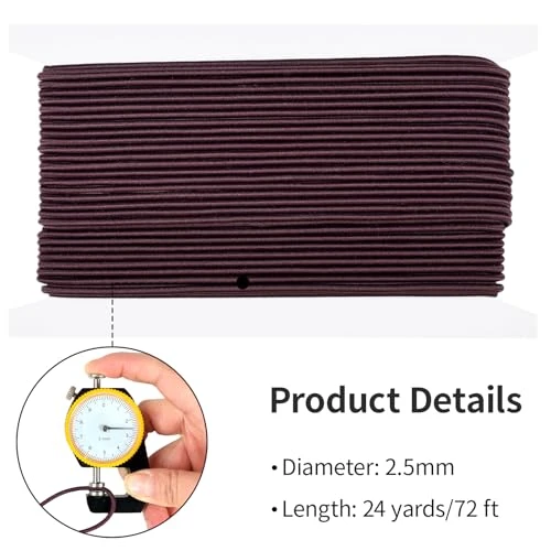 LYZXMLBL Brown Shock Cord 2.5mm x 72ft Bungee Elastic Rope