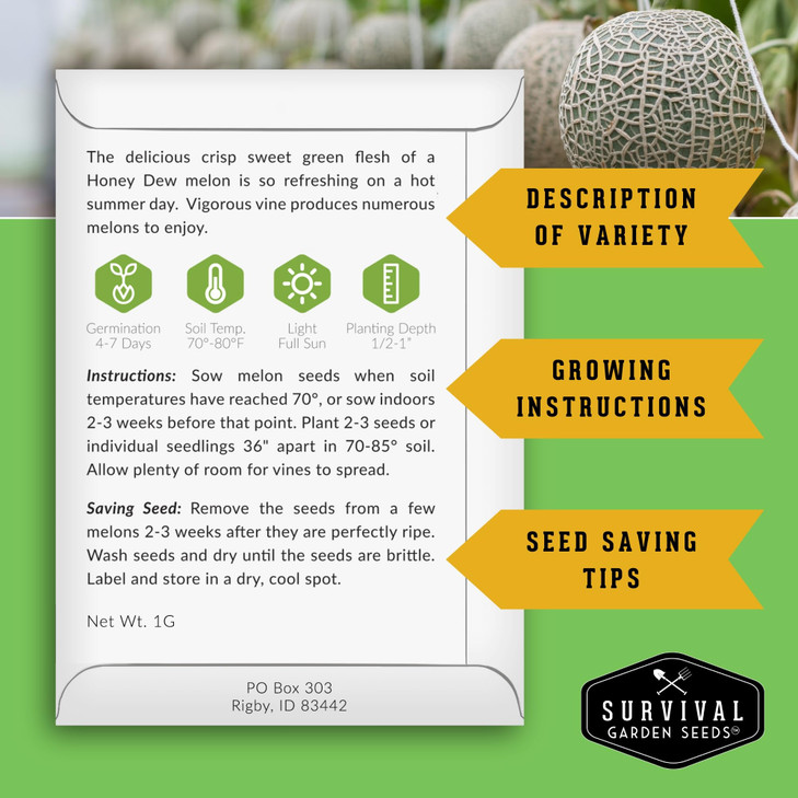 Melon Seeds for Planting, 6-Variety Pack Heirloom Fruit Collection