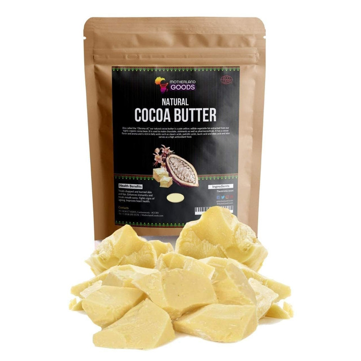 Motherland Goods Natural Cocoa Butter Chunks - Organic & Raw Unrefined Body Moisturizer for Sensitive Skin,