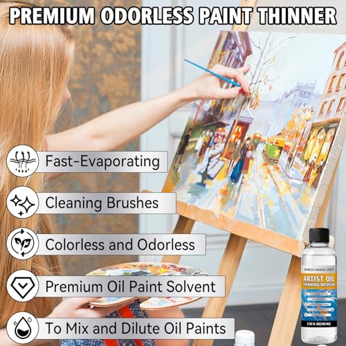 Odorless Mineral Spirits 100ml, Premium Odorless Paint Thinner for Oil Painting, Odor-Free Solvent for Artists,