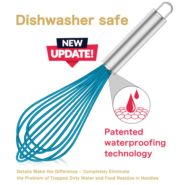 OYV Silicone Whisk,Heat Resistant 480°F Whisks For Cooking Non Scratch,Stainless Steel wired wisk,Plastic Rubber Whisk