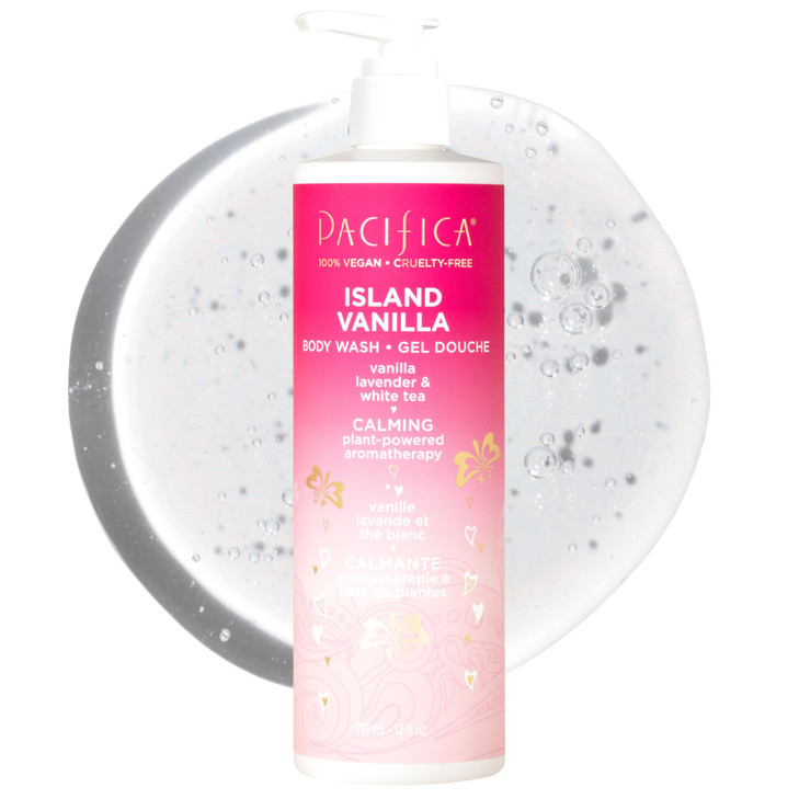 Pacifica Island Vanilla Body Wash Aloe + Hyaluronic Acid, Daily Cleansing, Bath & Shower Gel, Essential Oils, Clean,