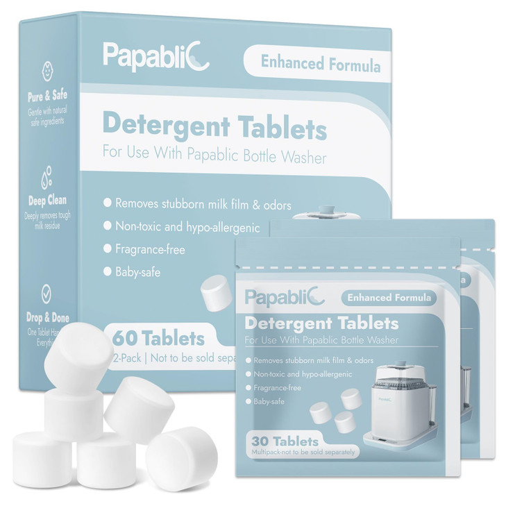 Papablic 60Pcs Official Detergent Soap Tablets for Baby Brezza, GROWNSY, Momcozy Bottle Washer Pro & Portable Bottle