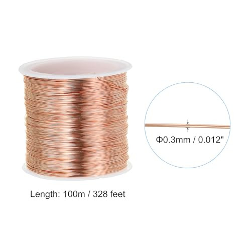 PATIKIL 28 Gauge Jewelry Wire, 328 Feet/100M Pure Copper Jewelry Beading Wire Soft Metal Plant Stem Ties for Jewelry