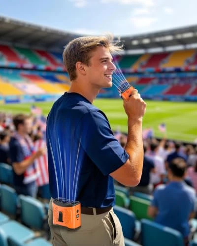 Portable Waist Fan Clip On, 4 Speeds 13000RPM Strong Airflow with 10000mAh Battery & Mobile Charging, Wearable Shirt