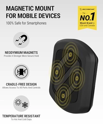 Scosche MAGDMB MagicMount Magnetic Phone Mount for Car, Dashboard Cell Phone Holder with 360° Adjustable Magnet Head,