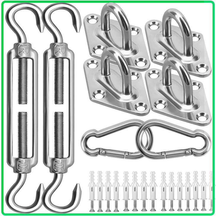 Sun Shade Sail Hardware Kit - 6 Inch 304 Stainless Steel Sunshades Canopy Installation Kit for Install Rectangle &