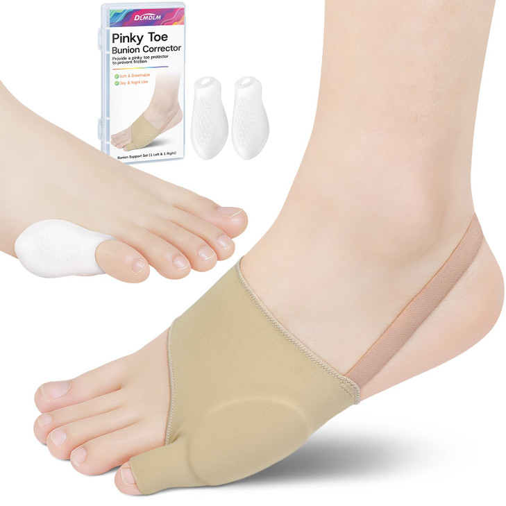 Tailors Bunion Corrector, 1 Pair Bunionette Sleeves with Built-in Gel Pads Cover Guard for Pinky Toe Pain Relief,