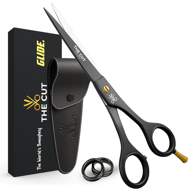 The Cut Factory® Hair Scissors & Hair Cutting Scissors - 6.5 Matte Black Professional Barber Shears with