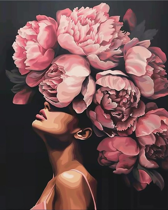 Tucocoo Fashion Head Painting by Numbers Pink Flower Abstract Drawing Nordic Wall Decoration Oil Paint by Numbers