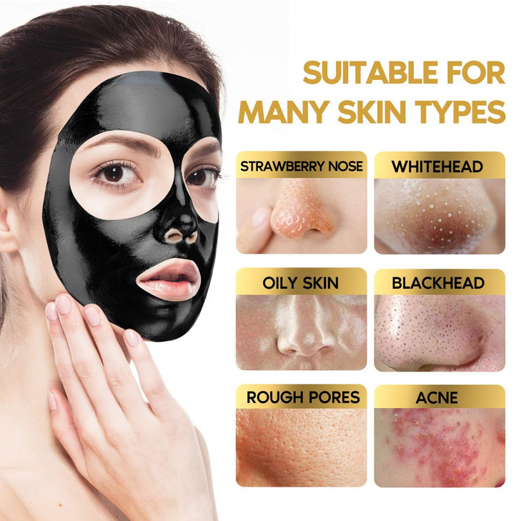 YLNALO Blackhead Remover Mask Kit, Charcoal Peel Off Facial Mask with Brush and Pimple Extractors, Deep Cleansing for