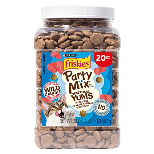 Friskies Purina Party Mix Natural YUMS Tuna Cat Treats, 20 oz Canister