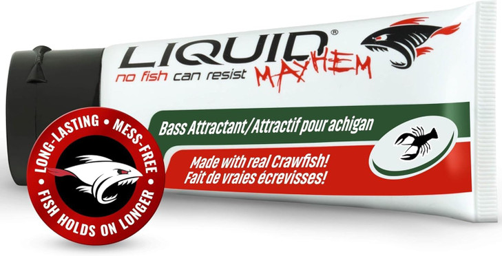 Liquid Mayhem Bass Fish Attractant Gel 60 ml / 2 oz · 60 Uses 1-Pack  Real Bass Bait & Aminos | UV-Enhanced