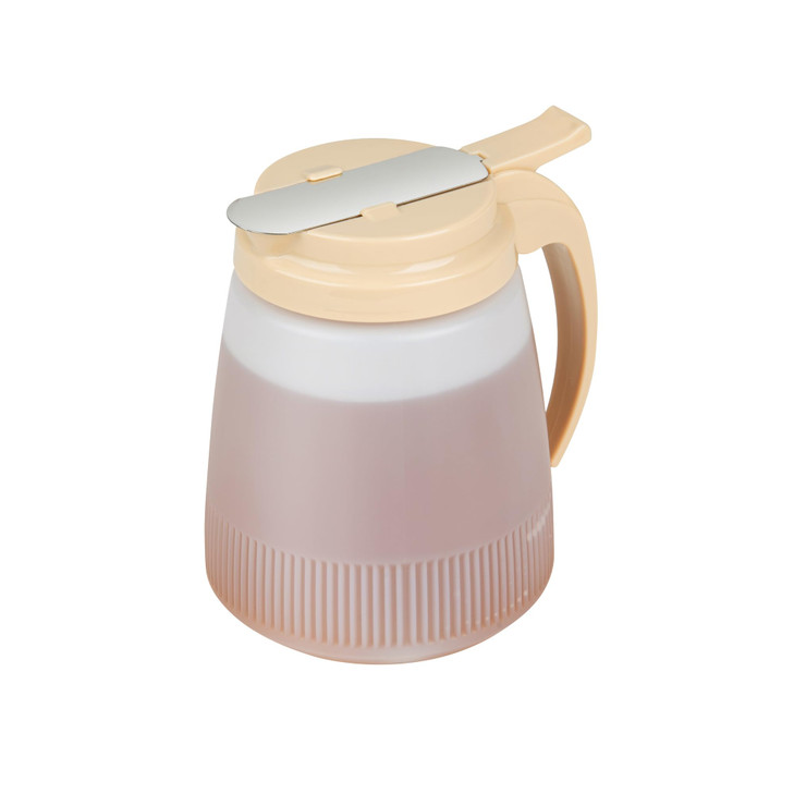Restaurantware-Chef 101 32 Ounce All Purpose Syrup Dispenser, 1 Honey Dispenser - Beige Top, Stainless Steel Slide