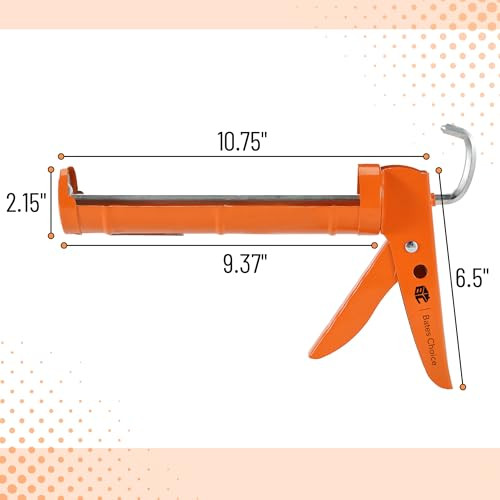 Bates- Caulking Gun, 10:1 Thrust Ratio, Orange, No Drip Sealant Gun