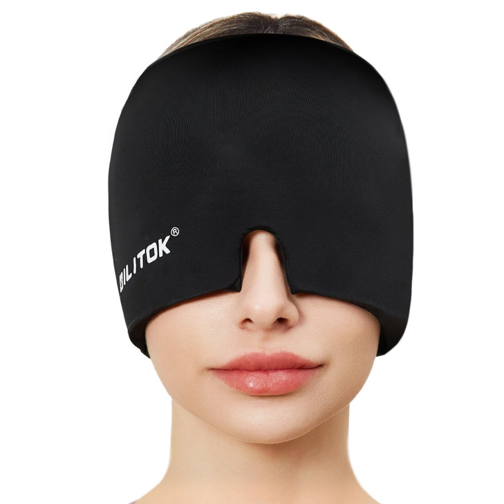 EXQUISLIFE Migraine Headache Relief Cap, Gel Ice Head Wrap, Hot and Cold Therapy, Headache Eyes Mask for Sinus, Puffy