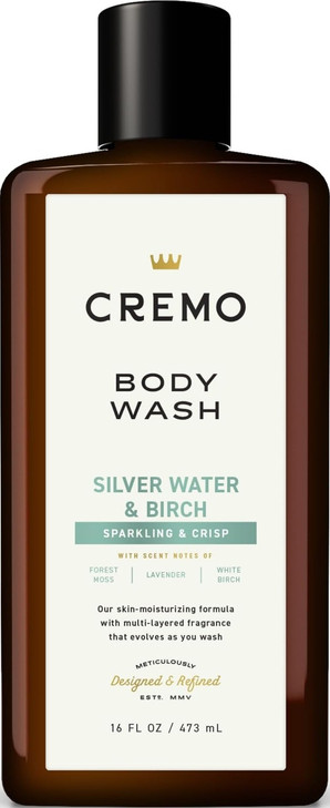 Cremo Body Wash for Men, Rich-Lathering Silver Water & Birch, 16 Fl Oz