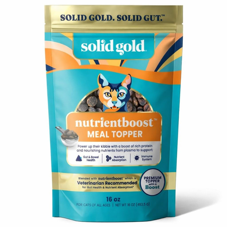 Solid Gold Bone Broth Cat Food Topper - Lickable Wet Cat Food with Protein Shreds for Hydration - Easy to Serve Wet