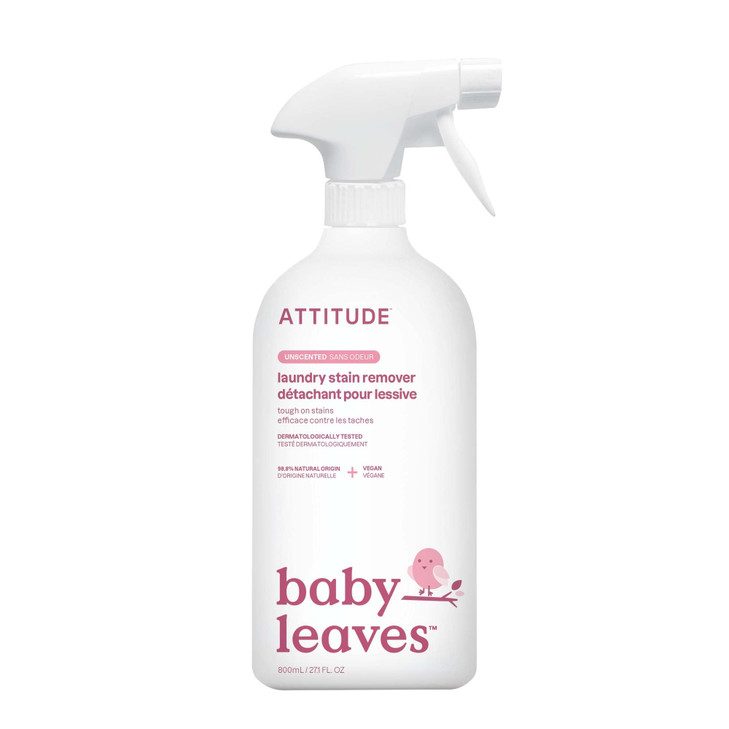 ATTITUDE Baby Laundry Stain Remover, Plant and Mineral-Based Ingredients, Vegan and Cruelty-free Household Products,