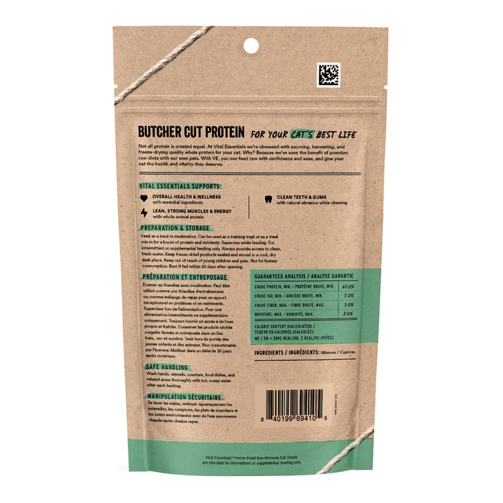 Vital Essentials Freeze Dried Minnows Cat Treats, 1.0 oz Bag