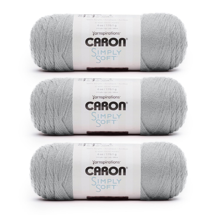 Caron Simply Soft Yarn for Crocheting & Knitting, Feathered Gray, 3-Pack