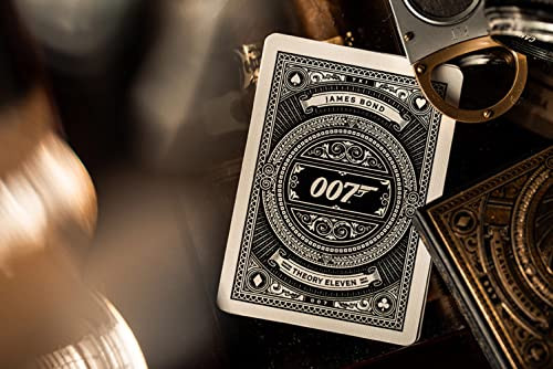 theory11 James Bond 007 Playing Cards  Gold Foil Spy Movie Poker Deck with Custom Aces, Jokers & Court Art for Magic,