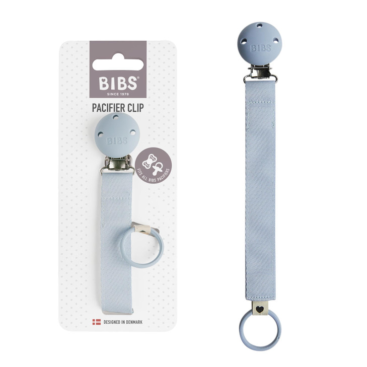 BIBS Ribbon Pacifier Clip, Fits All BIBS Pacifiers, Dusty Blue