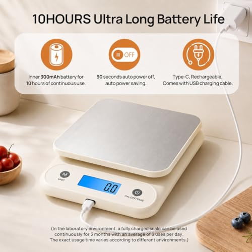 Digital Food Scale for Kitchen 11lb/0.1oz, 5kg/0.1g, Kitchen Scale for Cooking Baking, Built-in 300mAh Li-Battery,