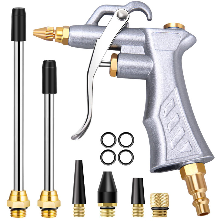 JASTIND Industrial Air Blow Gun with Brass Adjustable Air Flow Nozzle Kit