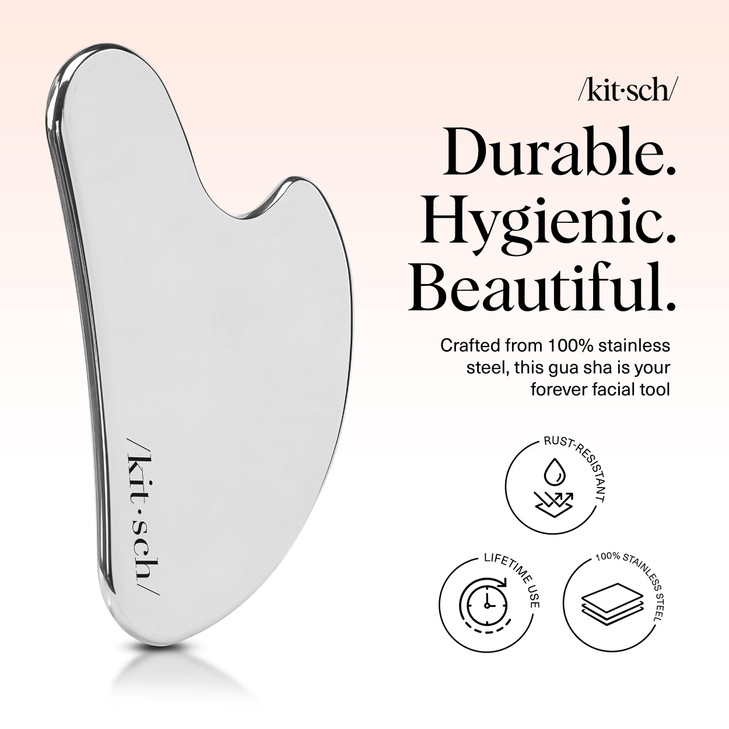 Kitsch Stainless Steel Gua Sha Facial Tools - Guasha Tool for Face, Face Sculpting Tool, Jawline Shaper, Double Chin Reducer, Body Gua Sha Tools, Lym