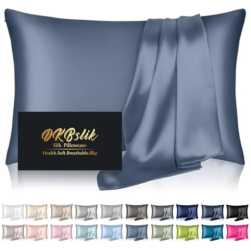 Silk Pillowcase for Hair and Skin, Mulberry Silk Pillow Cases Standard Size, Anti Acne Cooling Sleep Both Sides