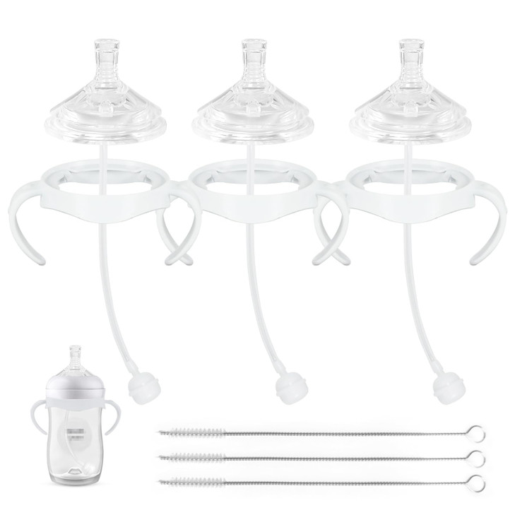 Straw Cup Soft Conversion Kit for Philips Avent Natural Baby Bottle, Toddler Transition Kit with Silicone Straw Top