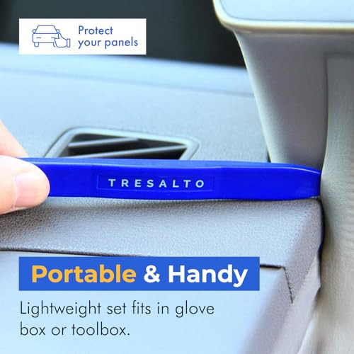 Tresalto Auto Trim Removal Tool Kit - 5 Piece set for Dash, Door Panel, Clip Remover - Scratch-Resist Nylon Pry Tools